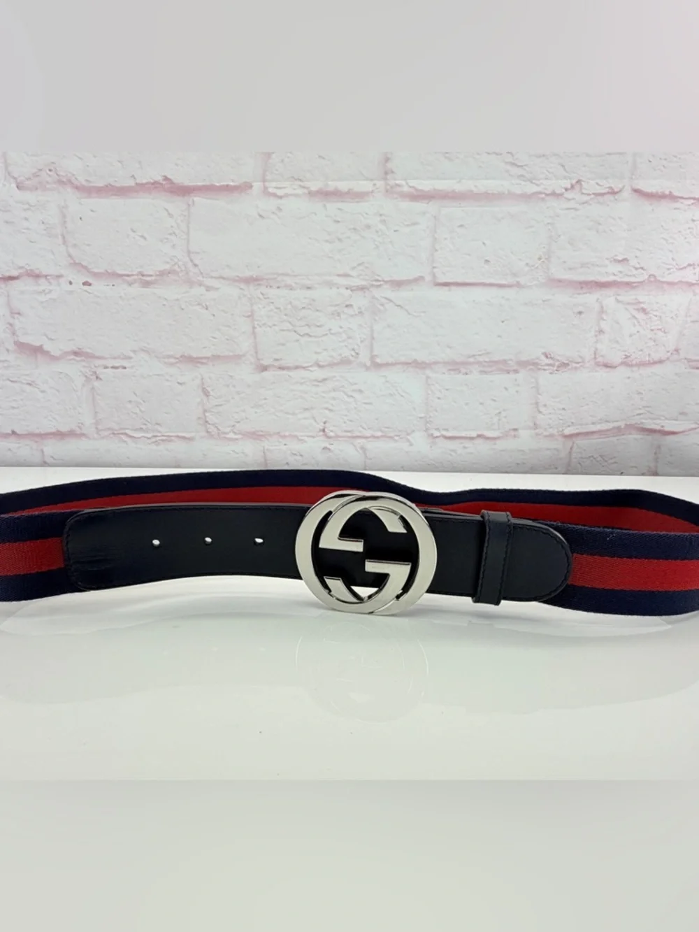Gucci Web GG Interlocking Bicolor Belt Red Blue 411924 95/38